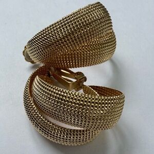 Vintage 80s Norma Jean Gold Clip-On Hoop Earrings